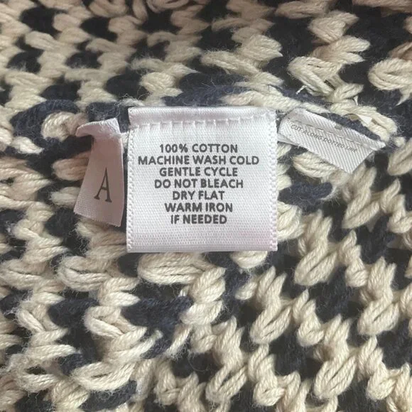 Ann Taylor Loft Medium Navy Cream Open Front Cardigan Chunky Sweater - Picture 6 of 9